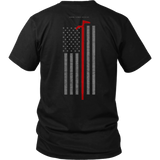 Roof Hook Firefighter USA Flag Shirt - Thin Line Style