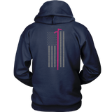 Pink Roof Hook Firefighter USA Flag Hoodie - Thin Line Style