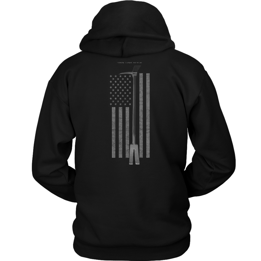 Subdued Halligan Tool Firefighter USA Flag Hoodie – Thin Line Style