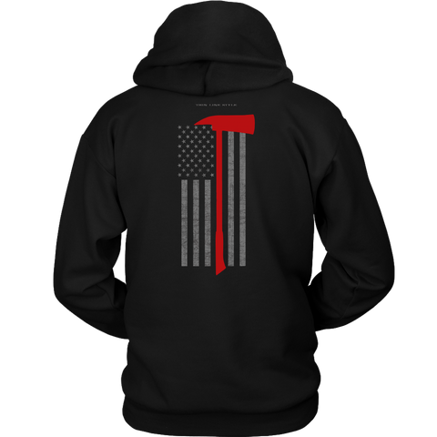 Pick Head Axe Firefighter USA Flag Hoodie - Thin Line Style