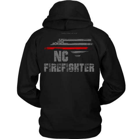 North Carolina Firefighter Thin Red Line Hoodie - Thin Line Style